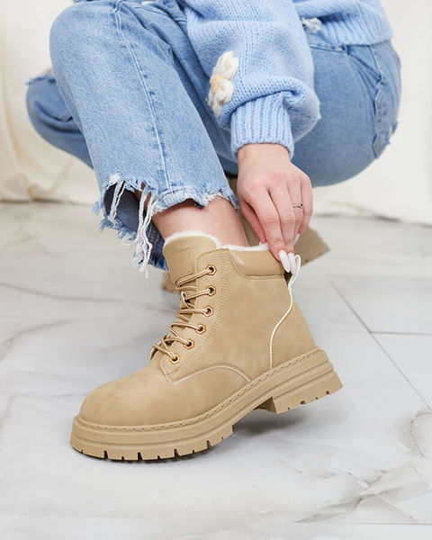 Royalfashion Beige women's insulated trapper boots Radoras