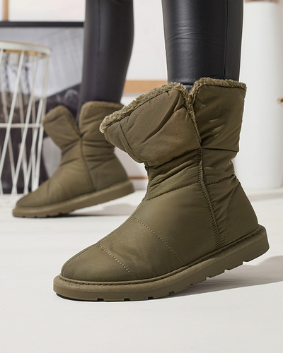 Dark green women's boots a'la snow boots Kalioli- Footwear