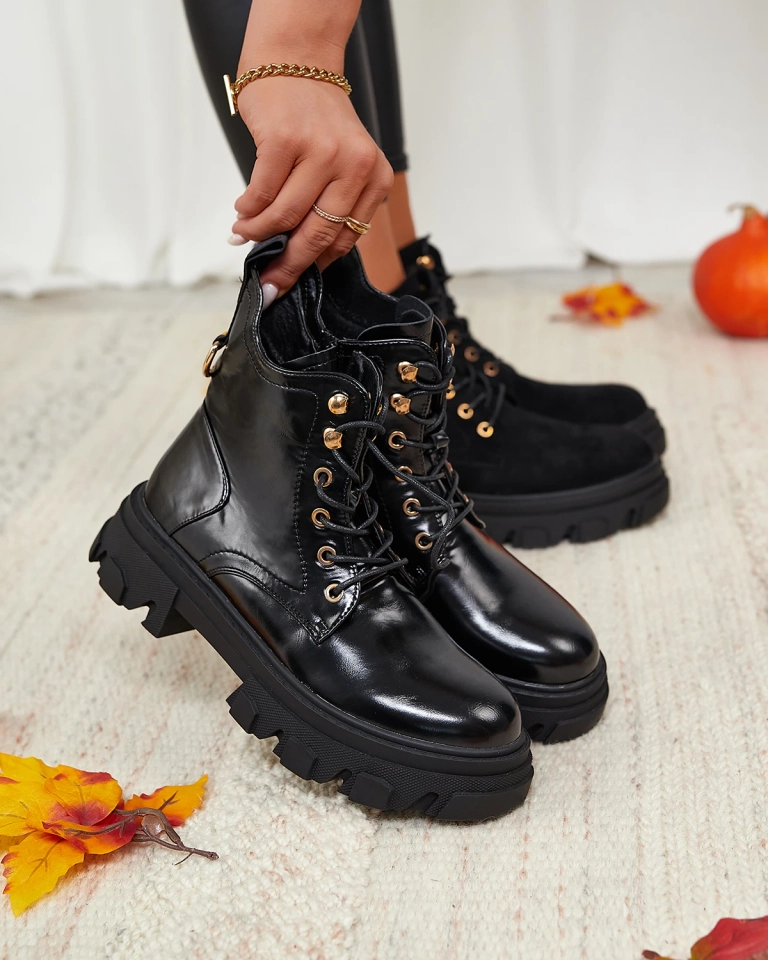 Royalfashion Mustad ökonahast naiste soojustatud Selori trapperisaapad