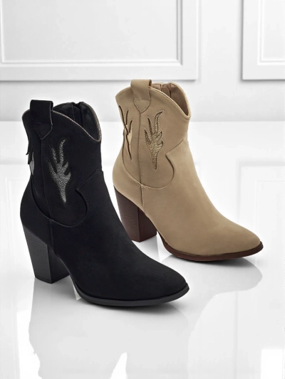 Women's heeled cowboy boots with decorative inserts Cendria