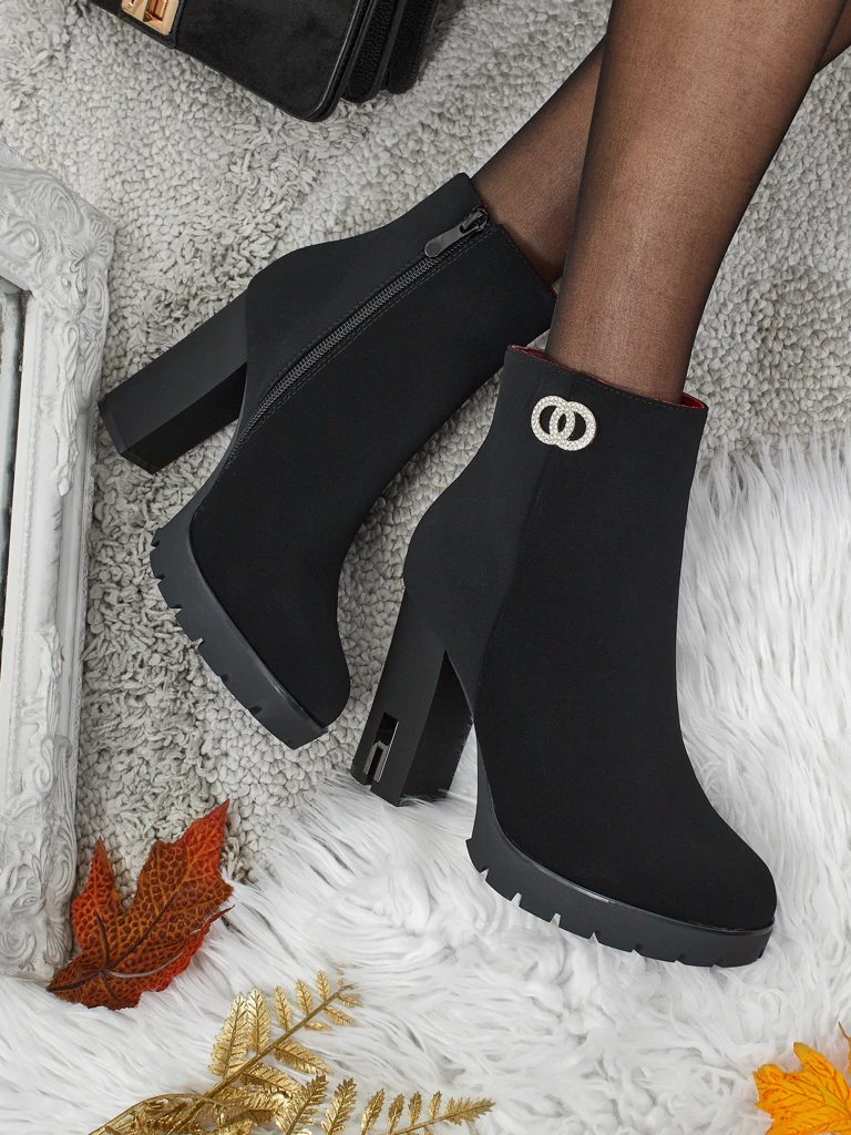 Women's ankle boots made of matte eco-leather on a block heel Olivane