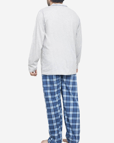 Grey men's button-down pajamas- Clothing