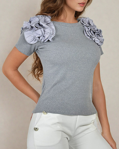 Royalfashion Приталенная женская блузка в рубчик