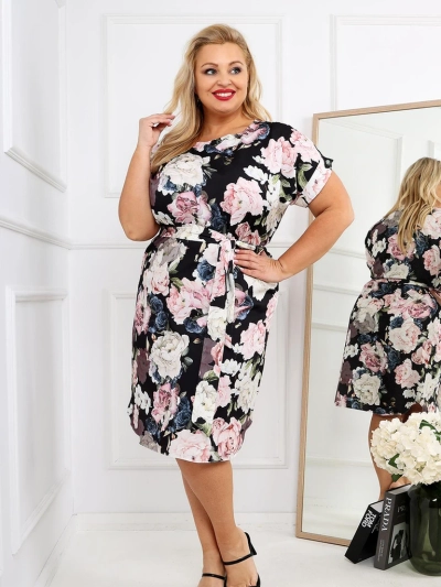 Платье до колена Royalfashion с короткими рукавами и розовым бантом