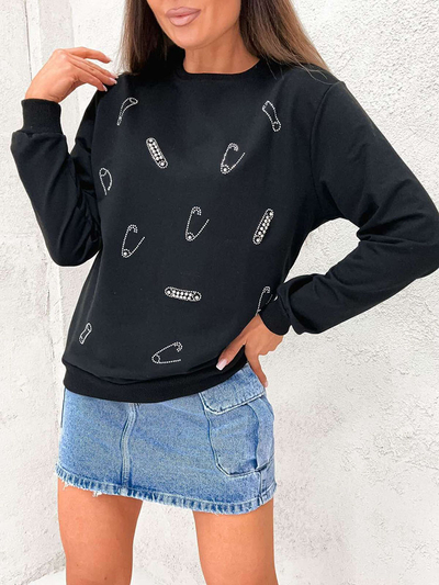 Royalfashion Женская белая толстовка с цирконами и бисером
