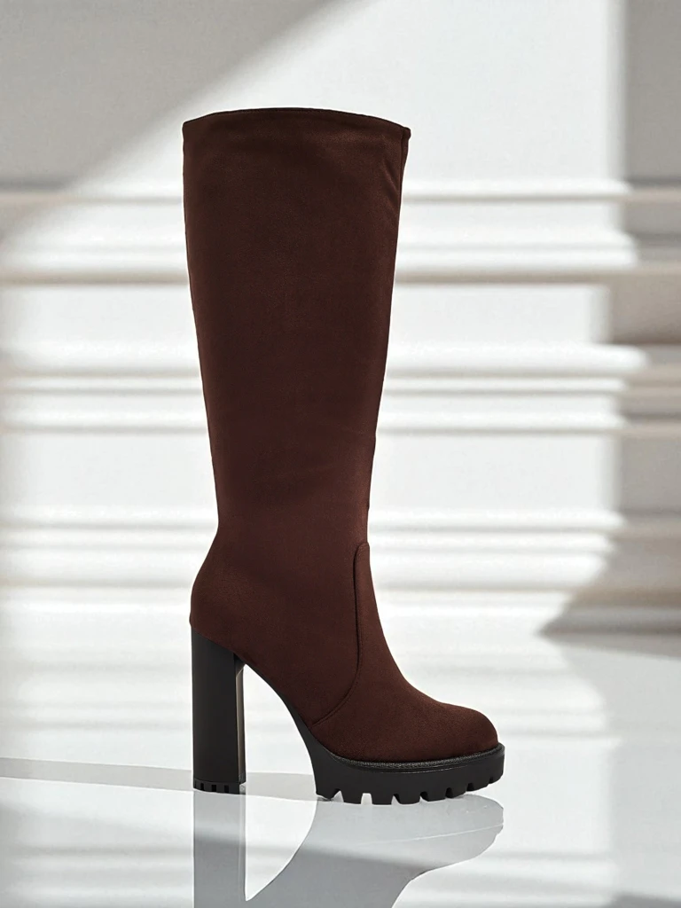 Женские сапоги из эко-замши на каблуке-столбике GaleNest