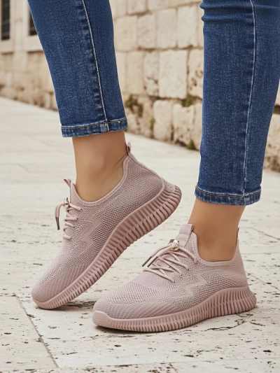 Aurelia Rosa – Royalfashion women's sports shoes made of fabric, pink, flat heel