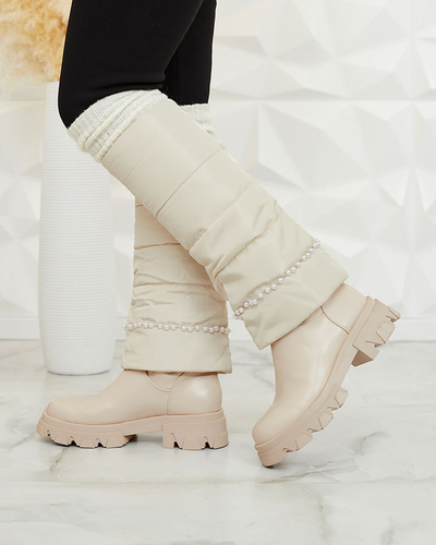 Royalfashion Women's cream colored Ameroe boots