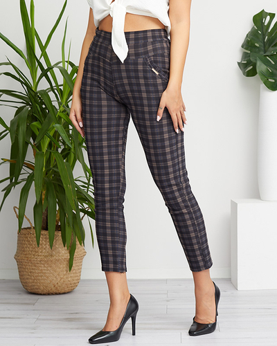 Черно-синие женские брюки в клетку