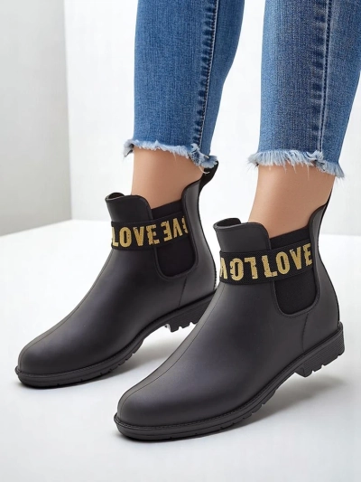 Royalfashion Women's matte rain boots with the inscription Love Love