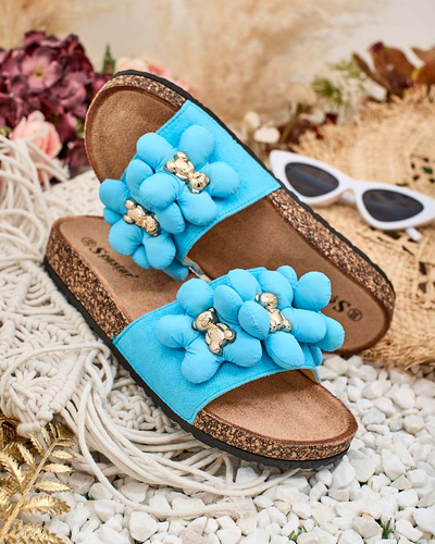 Royalfashion Naiste flip-flops kuldsete karude ja lilledega Isaralle