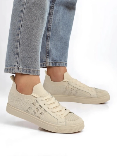 Beige Damiani sneakers - light fabric/eco-leather sneakers for summer
