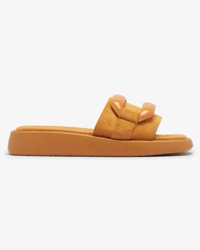 Brown women's flip-flops in eco-suede Omve - Footwear