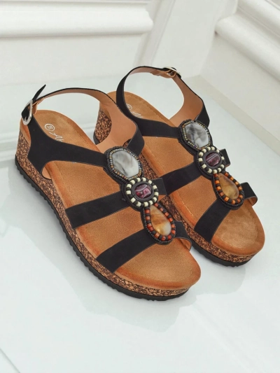 Royalfashion Women's wedge sandals with stones Grace Shine