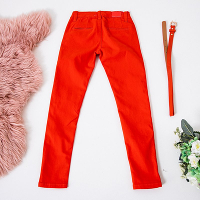 Orange children's trousers with a belt - Clothing