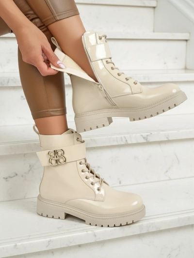 Бежевые ботинки Ariadne из экологической кожи на молнии, круглый носок, стильные