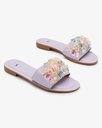 Royalfashion Lillad värviliste kristallidega naiste flip-flops Bling Breeze