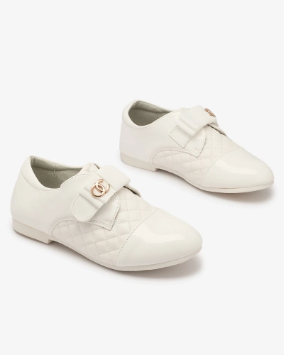 Tüdrukute tikitud ökonahast poolkingad, valge Werme- Footwear
