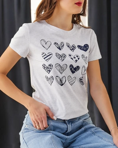 Royalfashion Naisterele Cotton T-särk Palju Südamet