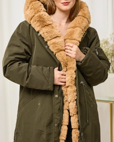 Women's green winter jacket PLUS SIZE - Clothing