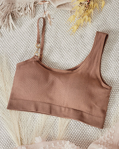 Royalfashion Women's ribbed bra with decorative strap