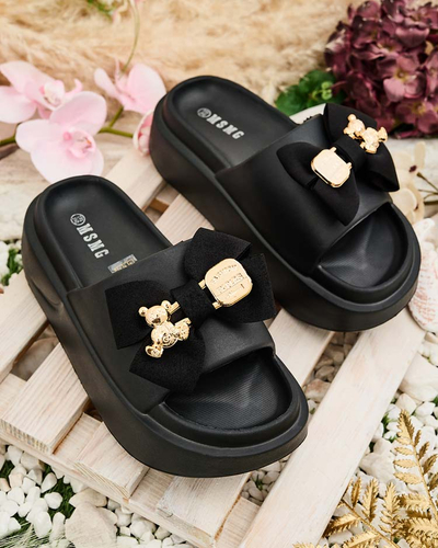 Royalfashion Women's rubber flip-flops with decorative bow Apis