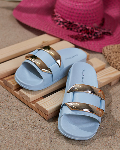 Sinised kuldse Serina ornamentiga naiste sussid - Jalatsid