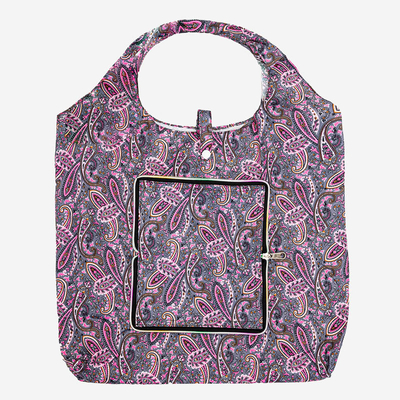 Pink and gray patterned shopping bag, foldable into a wallet - Accessories