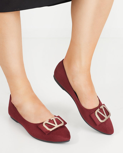 Women's burgundy ballerinas with an ornament on the toe Cavo - Footwear