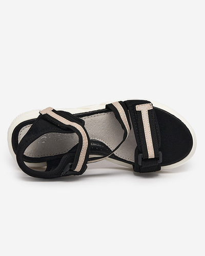Mustad ja beežid laste sandaalid, mis on kinnitatud Velcro Modis - Shoes