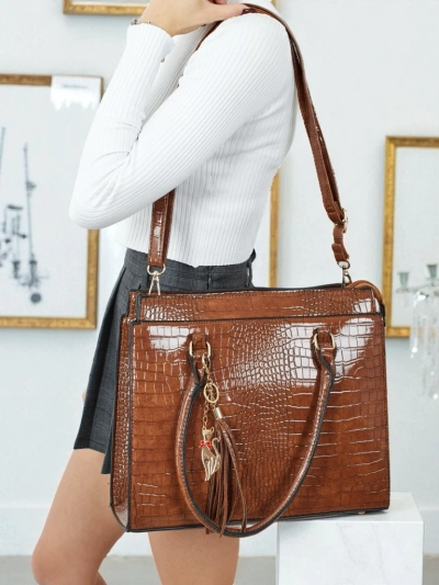 Women's shopper bag eco-leather with embossing Seraphyne