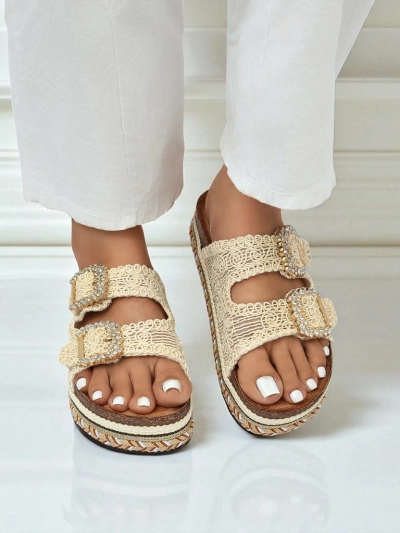 Royalfashion Женские мюли с пряжками из страз GlamCork