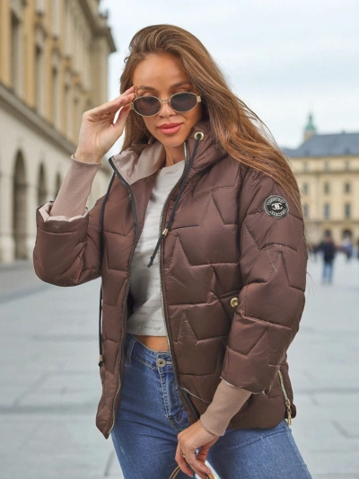 Women's Quilted Jacket with Hood and Cuffs on Sleeves Silent Ridge