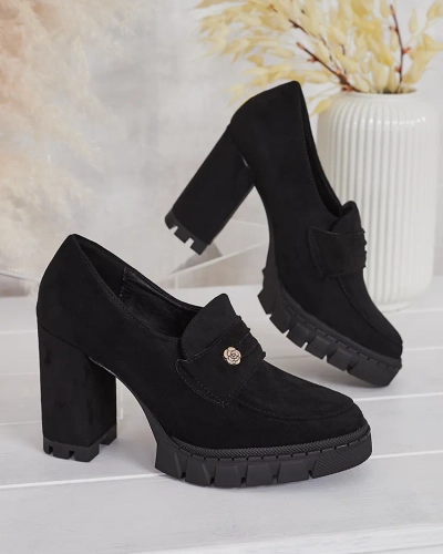 Elegant Black Anitka Eco-Leather Shoes