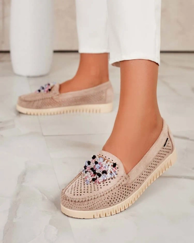 Royalfashion Women's beaded openwork moccasins Namis