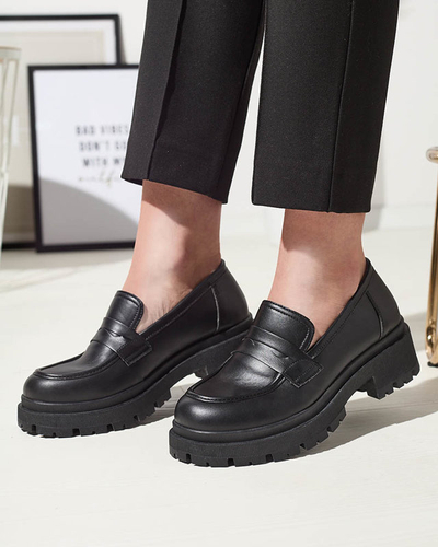 Eco leather black moccasins for women Firlonna- Footwear