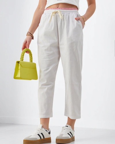 Royalfashion Cotton wide women's pants with a tie