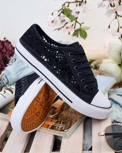 Women's Callista navy blue openwork flat-soled sneakers