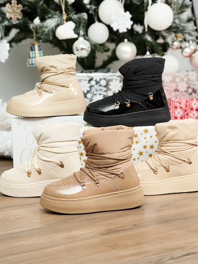 Royalfashion Women's slip-on snow boots in beige Dabenda