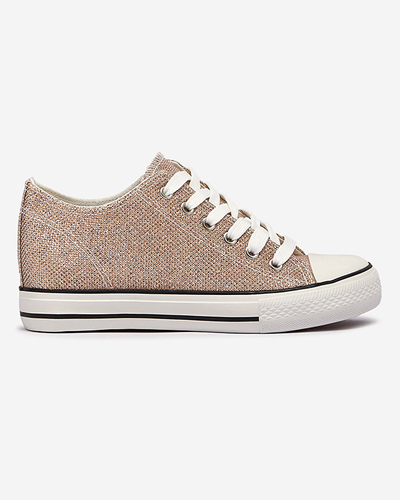 Gold women's sneakers on a hidden anchor with shiny thread Seggat- Footwear