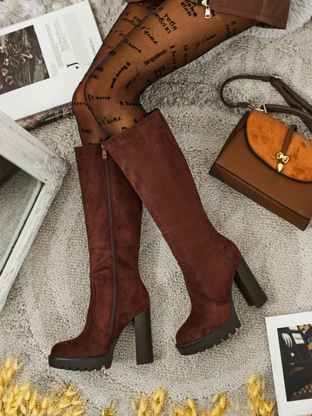 Women's Eco-Suede Block Heel Boots GaleNest