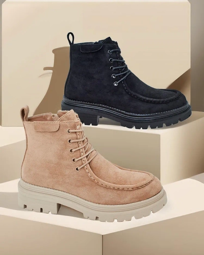 Royalfashion Kvinnar lace-up ankil stövlar Rullose