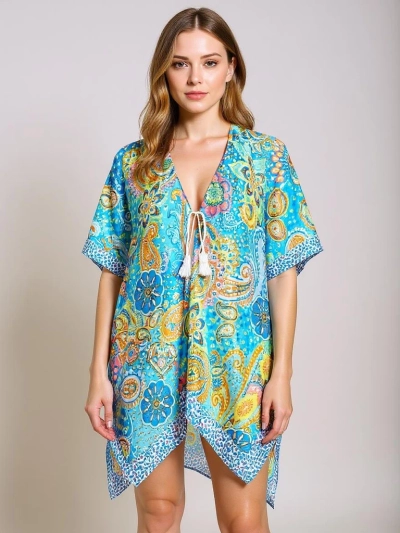 Aurora Riviera Pareo Dress – Colorful Fabric Royalfashion, V-neck