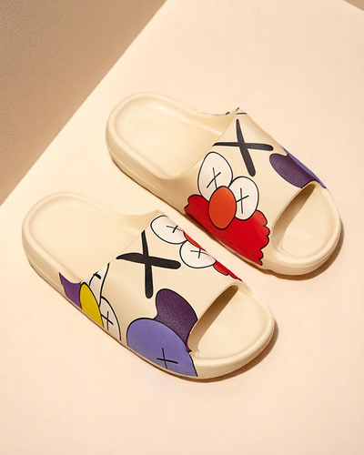 Royalfashion Cream rubber flip-flops for women with print Pfizz
