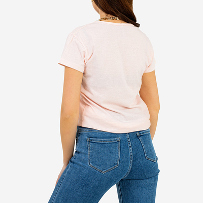 Розовая женская футболка с принтом