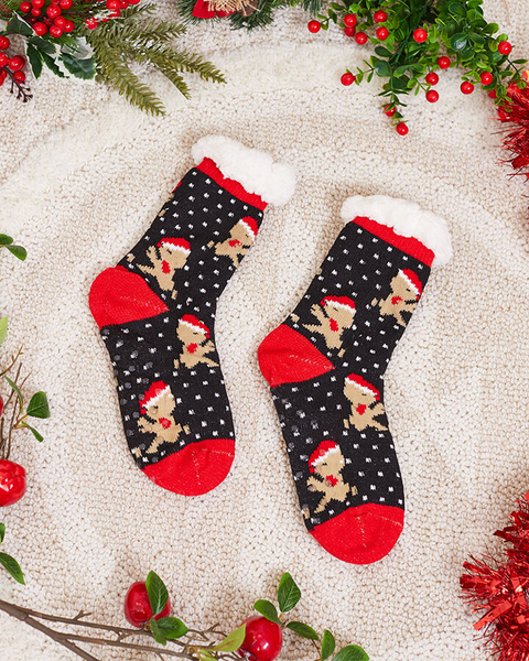 Red women's socks with Christmas pattern - Underwear