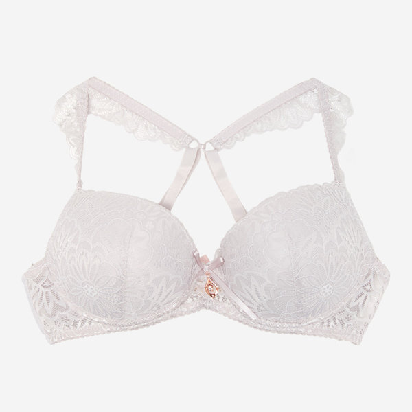 Women's bra with lace in light gray color - Underwear