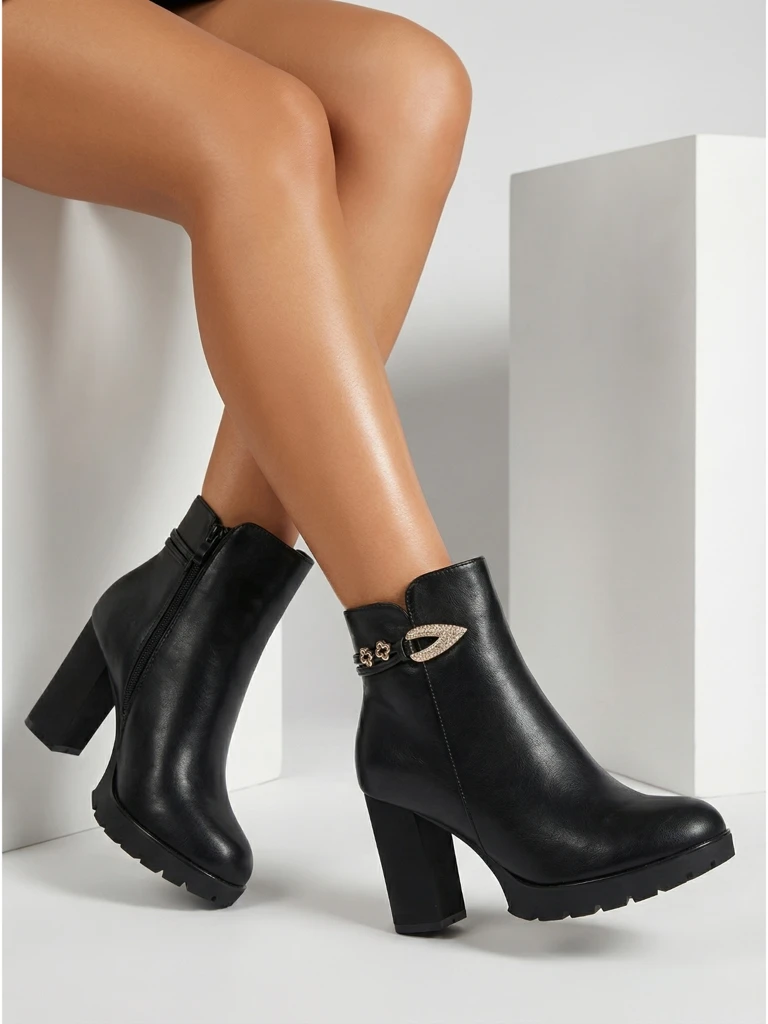 Women's Sylvar Eco-Leather Ankle Boots with Block Heel