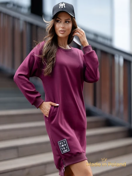 Gravity Core Sweatshirt Dress with Side Zipper