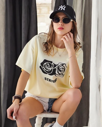 Royalfashion Женская хлопковая футболка с розой Цветок